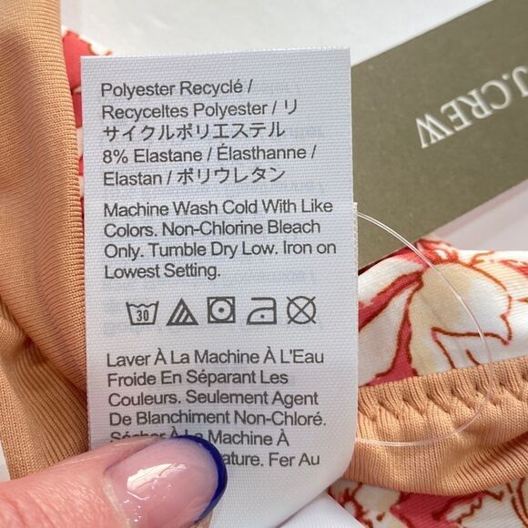 J Crew Pink White Floral Curved Waist Cheeky Bikini Bottom Sz M NWT - Picture 8 of 13